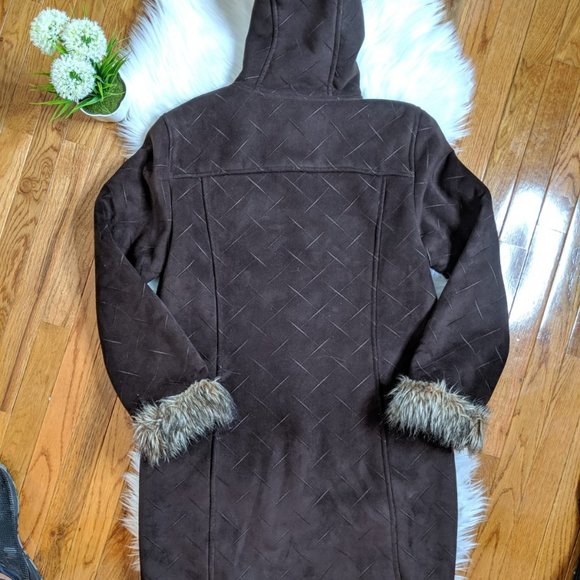 Utex Design Women's Brown Faux Suede Fur Long Sz M - Picture 3 of 8